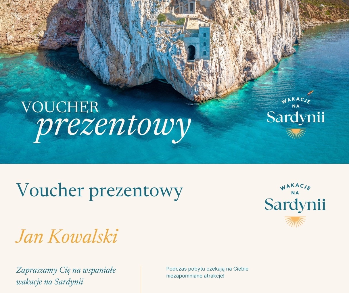 Voucher prezentowy Wakacje na Sardynii
